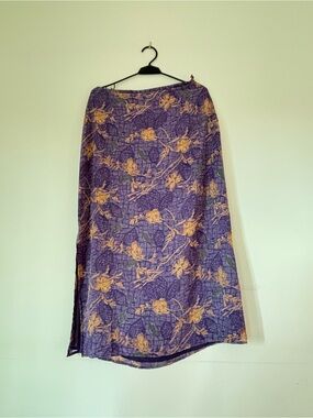 Kathie Lee Collection Purple Floral Maxi Skirt with Yellow Accents